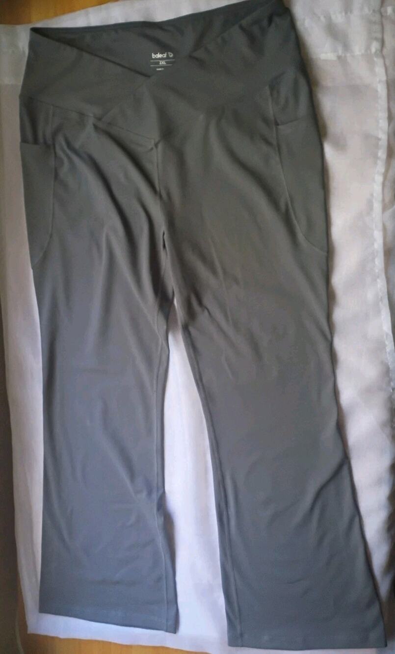 NWT BALEAF Womens 2XL XXL Stretch Pants Grey Bootcut Flare Full Length Pockets